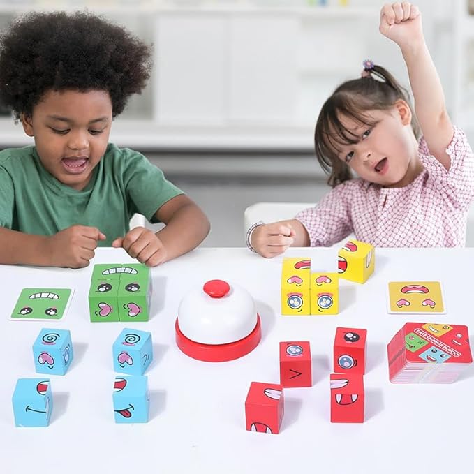 Face-Changing Cube Puzzle Game – Expression Blocks Toy | Brain Training × Parent-Child Interaction × Travel-Friendly