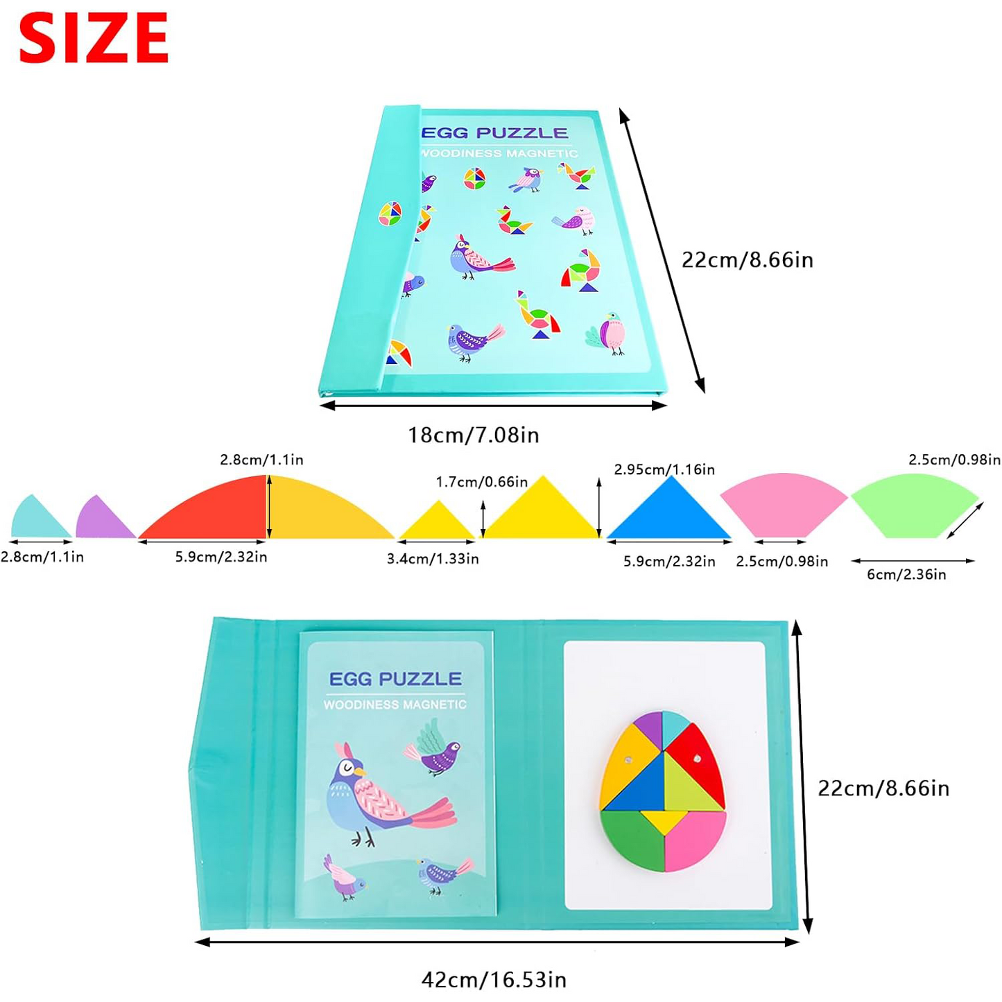 Wooden Magnetic Tangram Puzzle – Colorful Educational Toy for Kids 3+