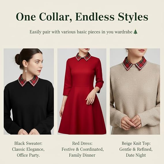 Red Christmas Plaid Rhinestone Collar