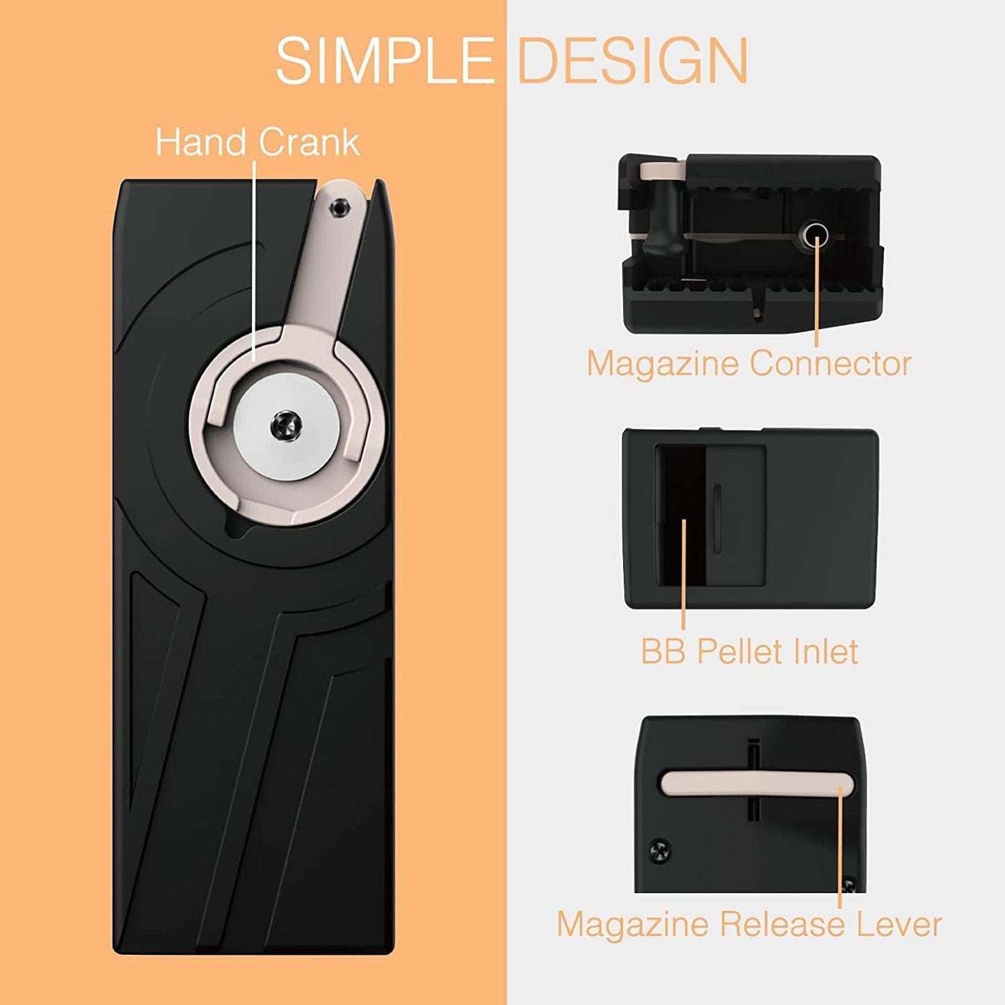 1600 Rounds Airsoft Speed Loader – Hand-Crank Design for 6mm BBs, Compatible with M4/M16 Magazines