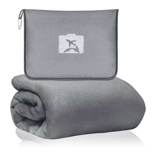 Travel Blanket and Pillow – Soft 2-in-1 Airplane Blanket with Carrying Case