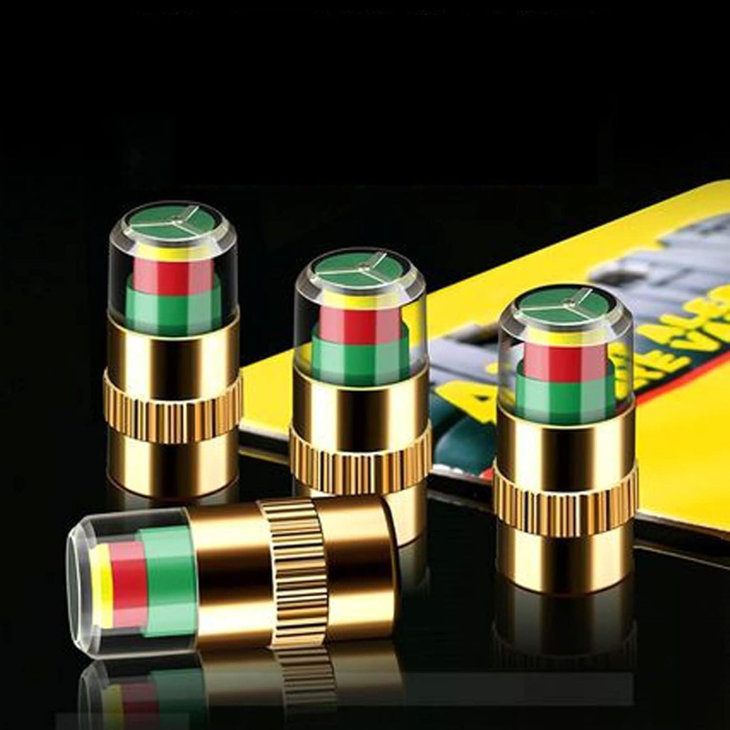 4PCS Tire Pressure Indicator Valve Caps – 3-Color Alert System for Safer Driving