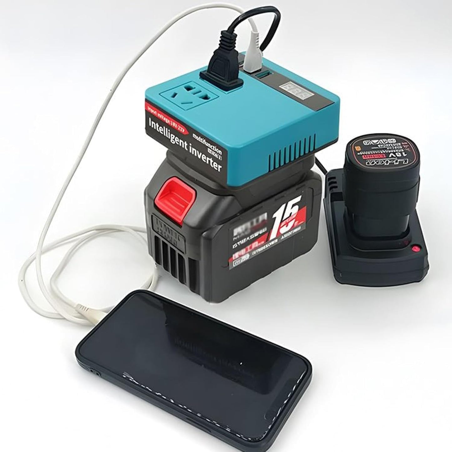 Smart Inverter with Lithium Battery – 21V to 220V AC Portable Power Inverter