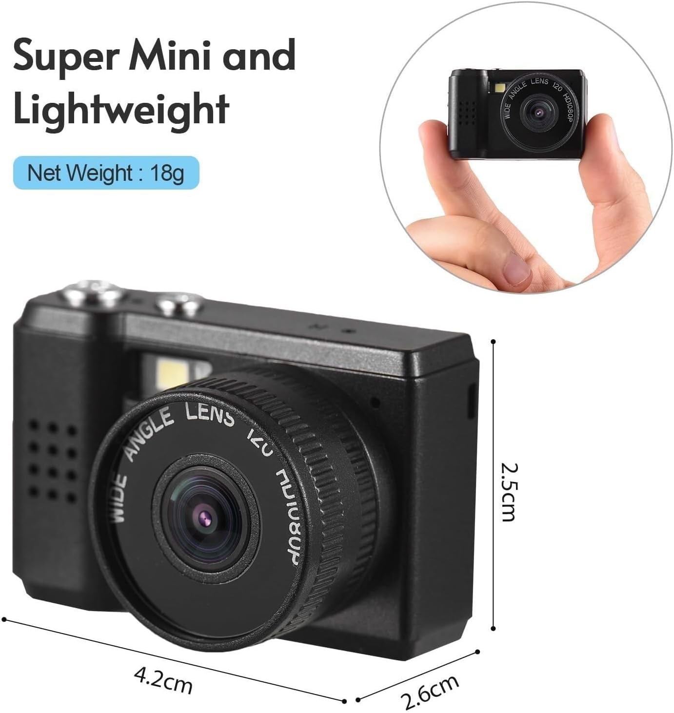 Mini Digital Camera 1080P | Built-in Battery, LCD Screen & Flashlight | Portable Keychain Camera