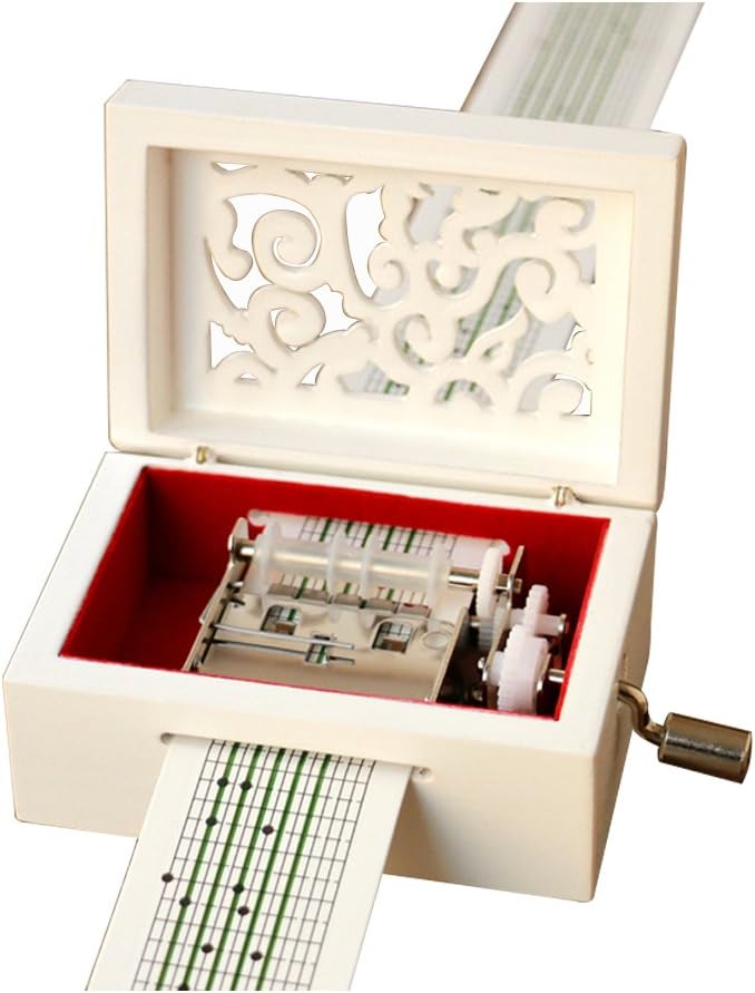 Vintage Walnut Hand-Crank Music Box – 15-Note Mechanical Music Maker with DIY Punch Strips