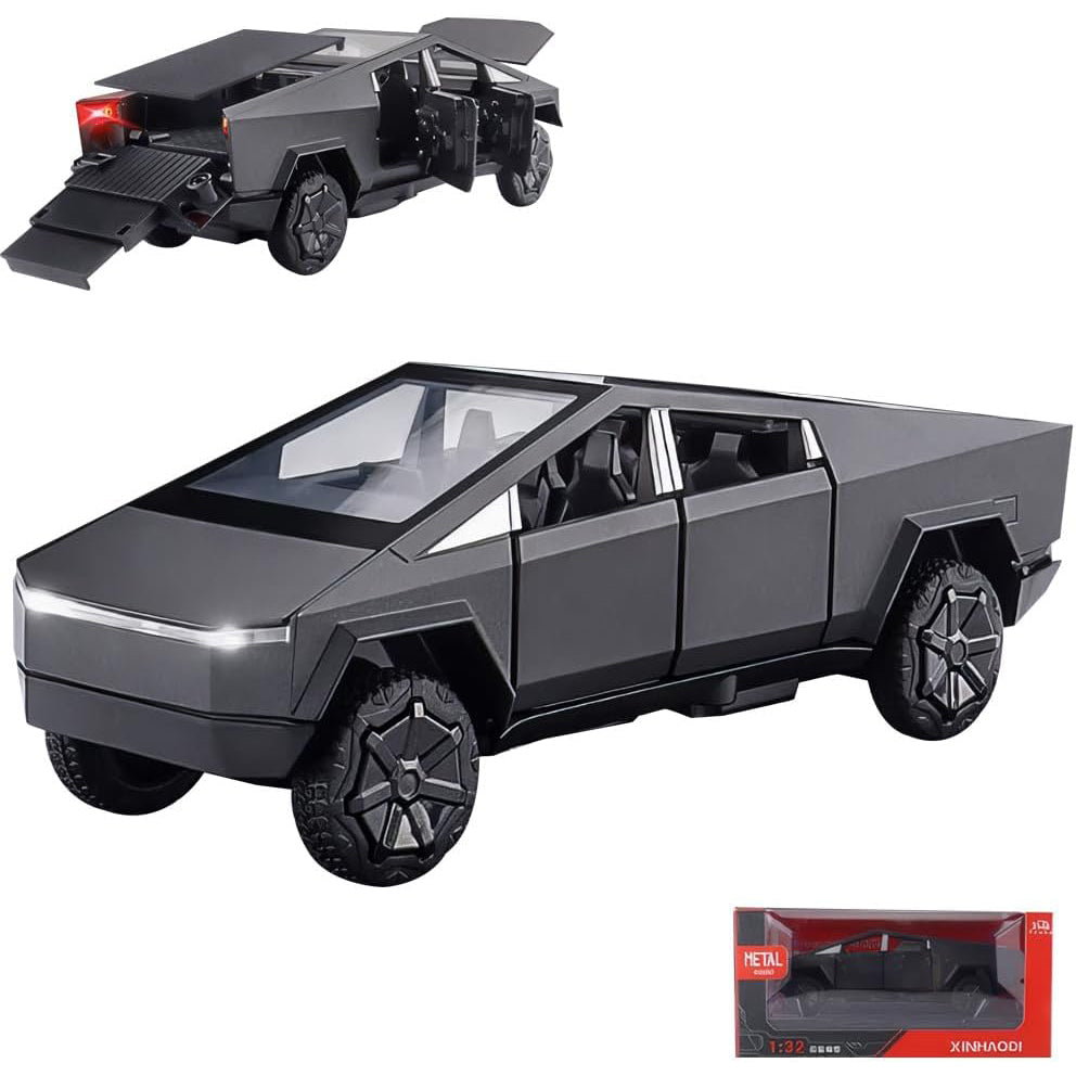 1/24 Scale Toy Pickup Truck Model with RV Motorcycle | Die-Cast Metal Truck with Lights