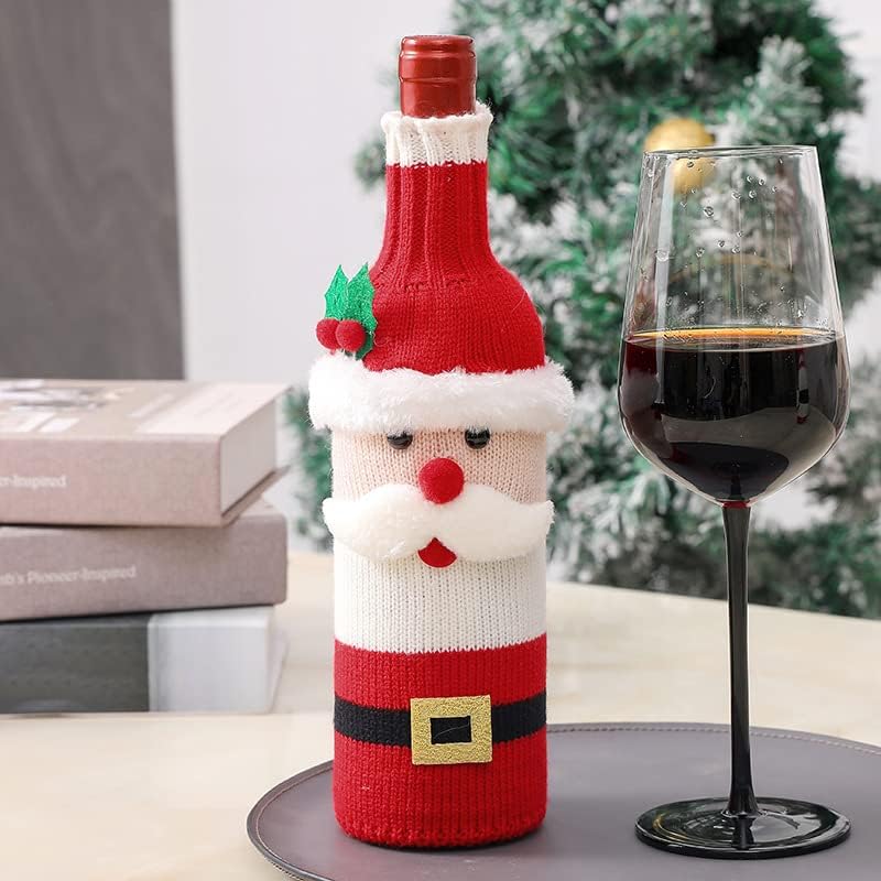 Christmas Wine Bottle Covers – 3PCS Knitted Holiday Bottle Sleeves for Wine & Champagne