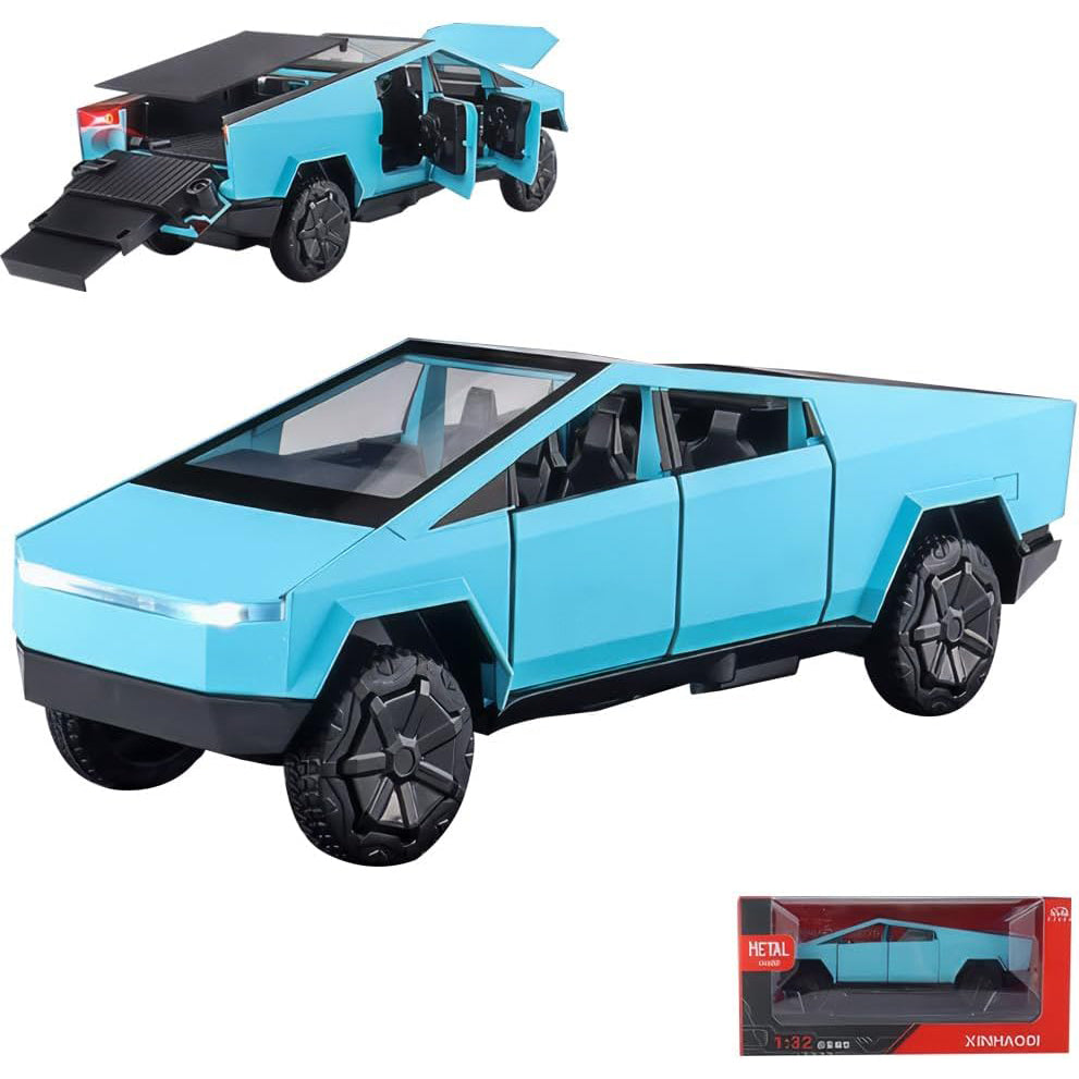 1/24 Scale Toy Pickup Truck Model with RV Motorcycle | Die-Cast Metal Truck with Lights