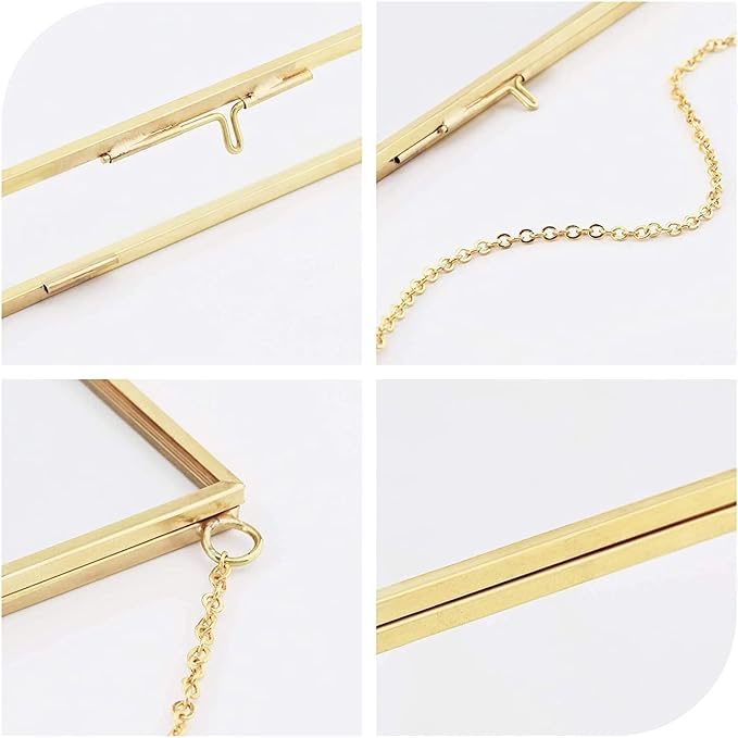 2 Pcs Hanging Glass Photo Frames – 6×6 Inch Double Glass Pressed Flower Frames