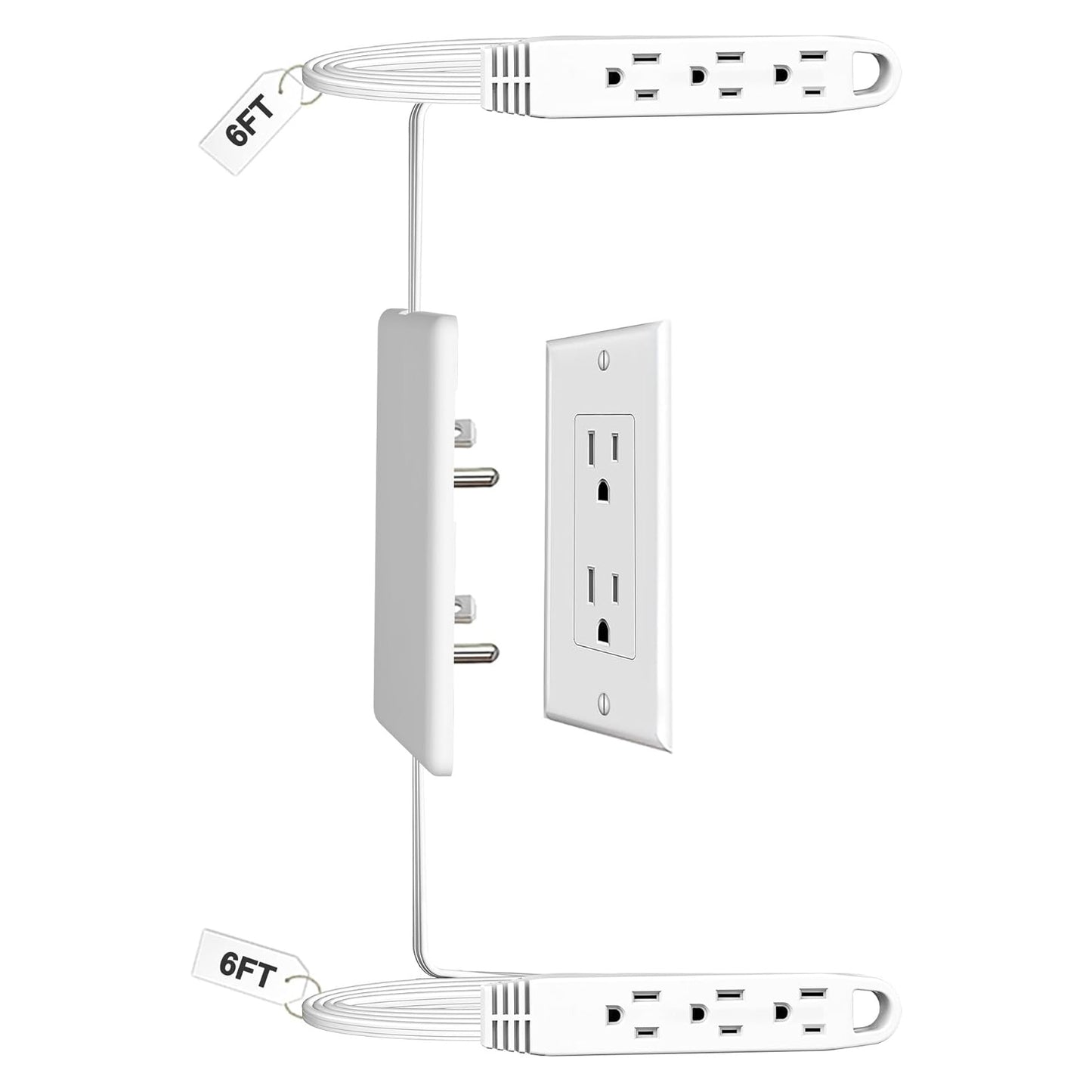 Dual 6FT Ultra-Thin Outlet Cover Extension Cord – Universal Socket Cover
