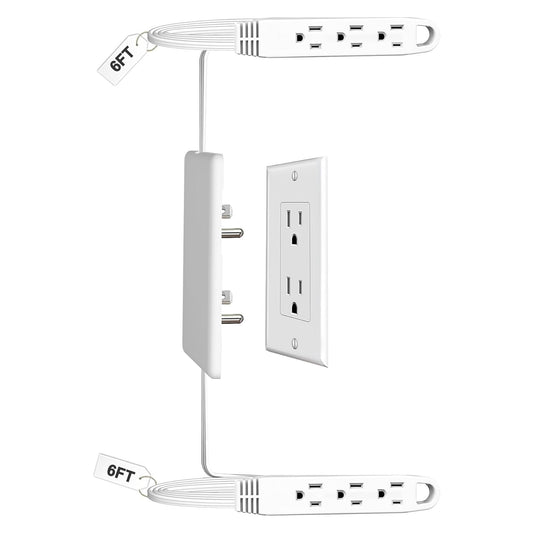 Dual 6FT Ultra-Thin Outlet Cover Extension Cord – Universal Socket Cover