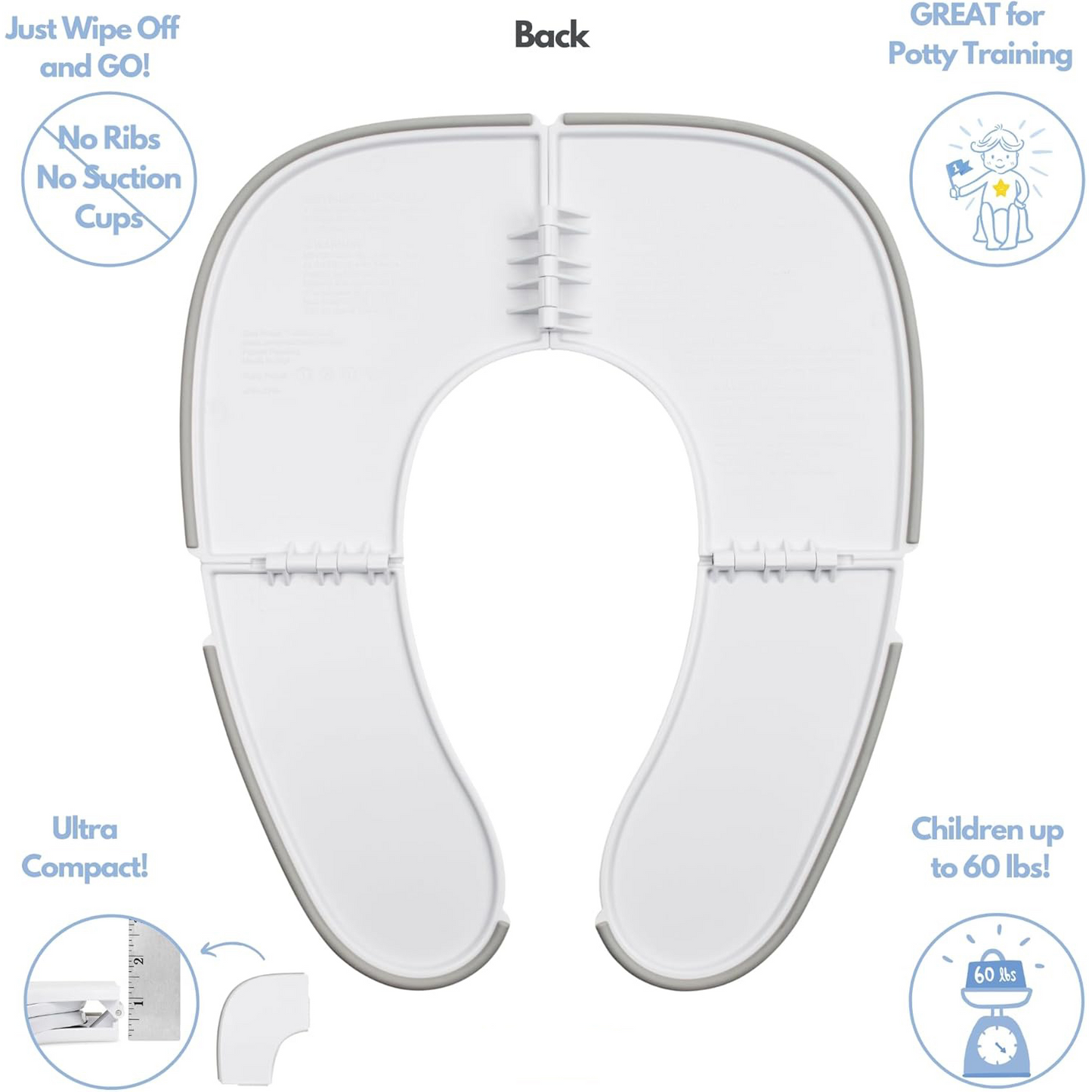 Travel Potty Seat – Ultra-Compact, Non-Slip, Easy-Clean, Foldable with Carry Bag
