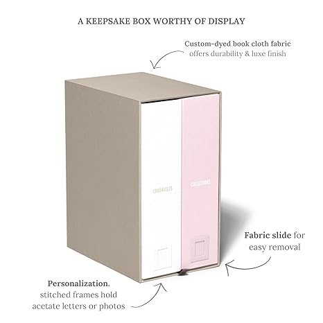 Deluxe Baby Keepsake Box – Fabric-Bound Memory Organizer with Labeled Drawers | Acid-Free Storage for Newborn Memories