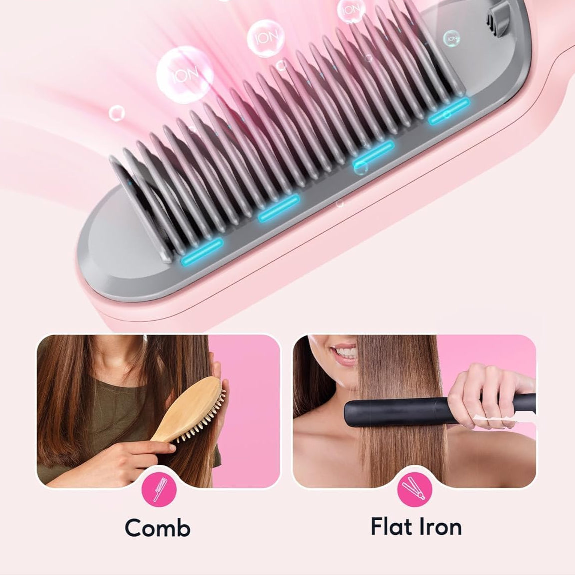 Steam Hair Straightener Brush – 3-in-1 Straightening, Combing & Steam Hair Care