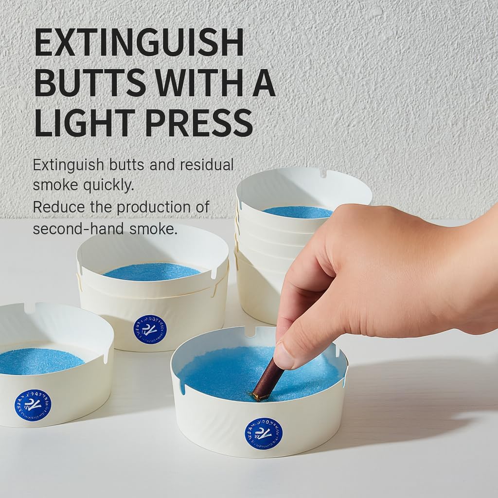 Portable Disposable Ashtray (with Granules) - 25-Pack, Ideal for Travel & Car Use