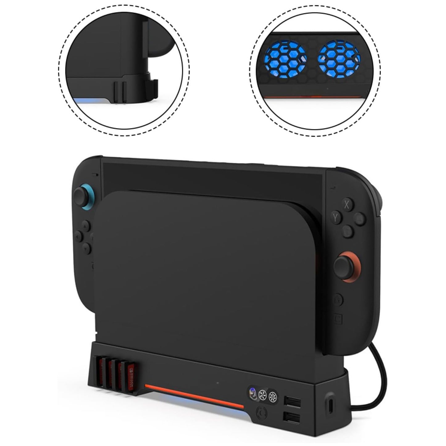 Dual-Fan Cooling Stand for Switch 2 – Adjustable Speed, RGB Lighting