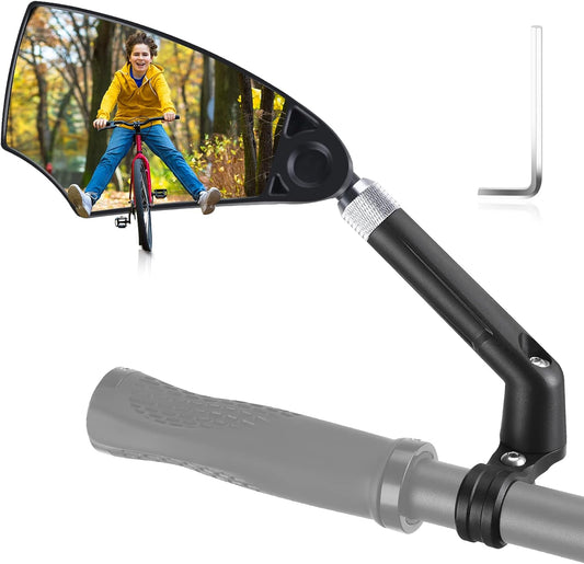 Anti-Glare Foldable Bike Mirror, Left Side 360° Adjustable (20–23mm)