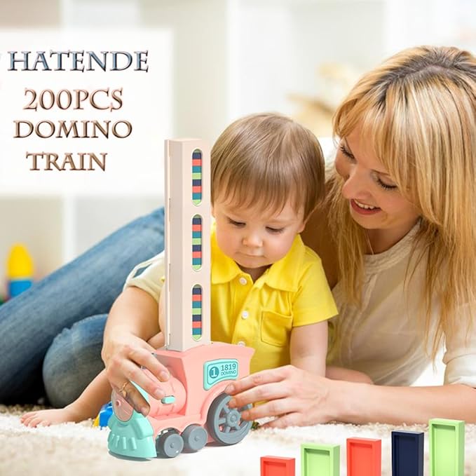 Automatic Domino Train Set – 60 Pcs Dominoes Educational Toy for Kids