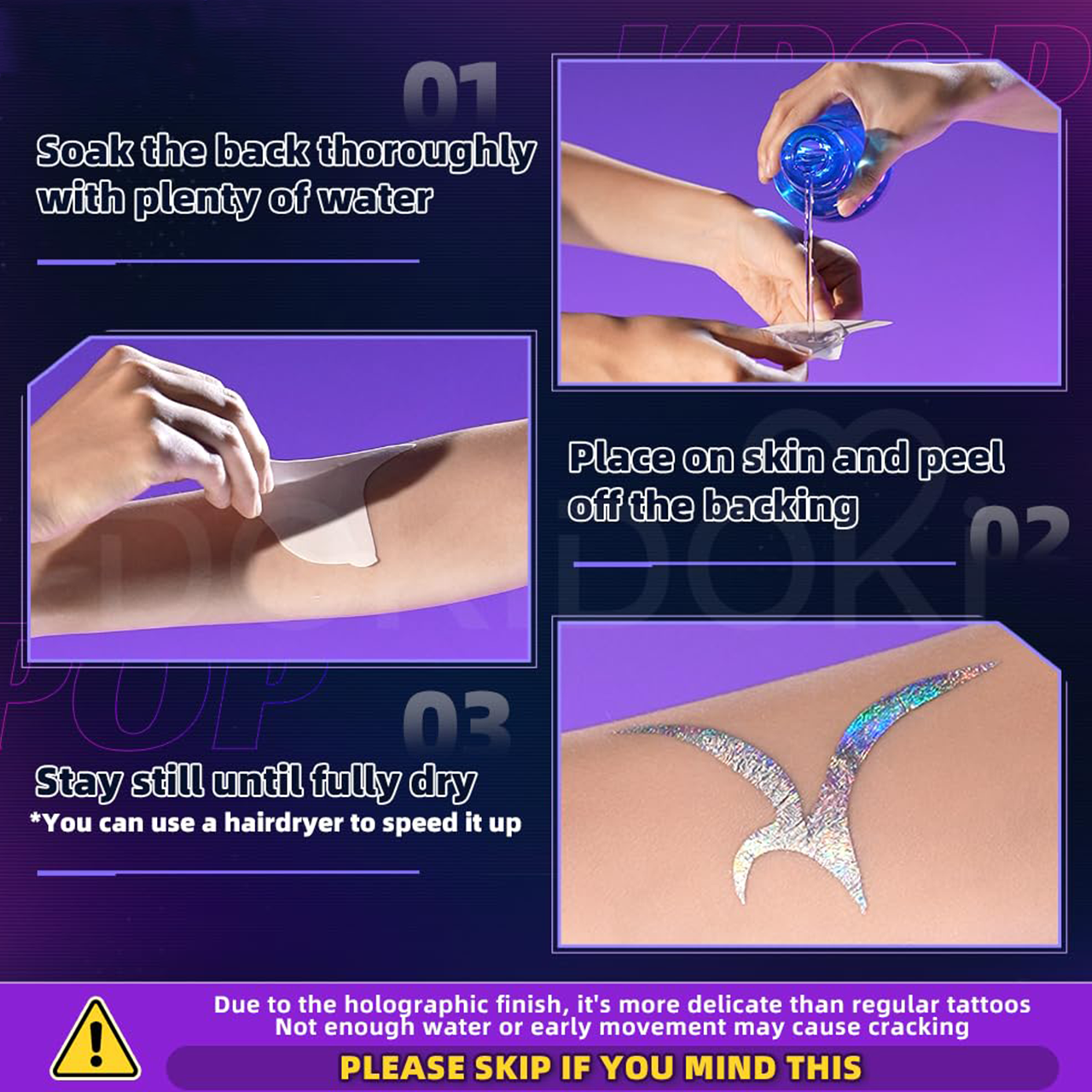 Anime Laser Temporary Tattoos – Holographic Cosplay Stickers