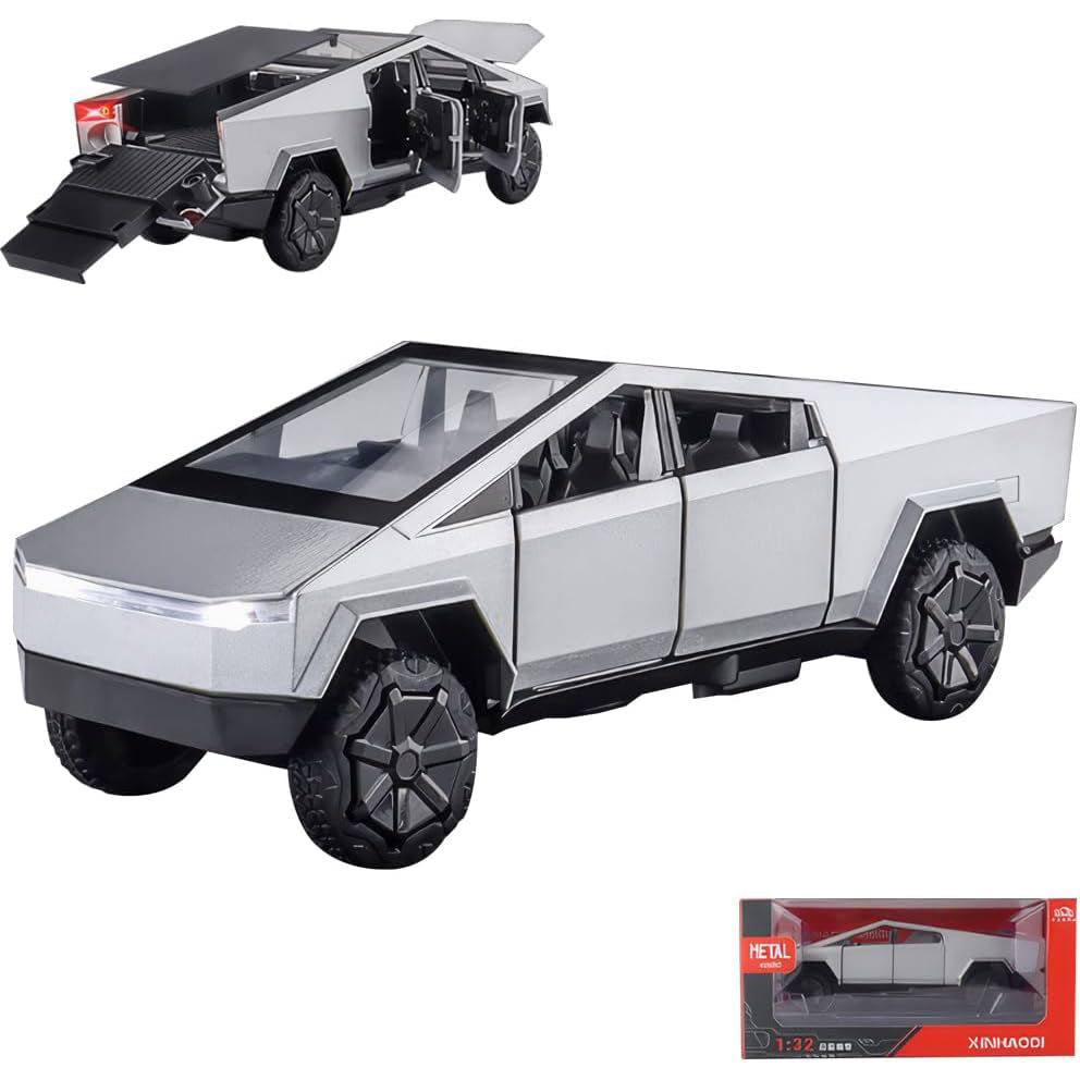 1/24 Scale Toy Pickup Truck Model with RV Motorcycle | Die-Cast Metal Truck with Lights