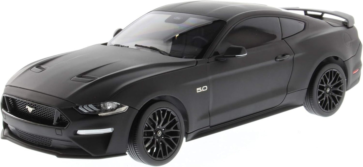 1/18 Scale 2019 Mustang GT 5.0 Diecast Model Car Matte Black Collectible with Removable Parts