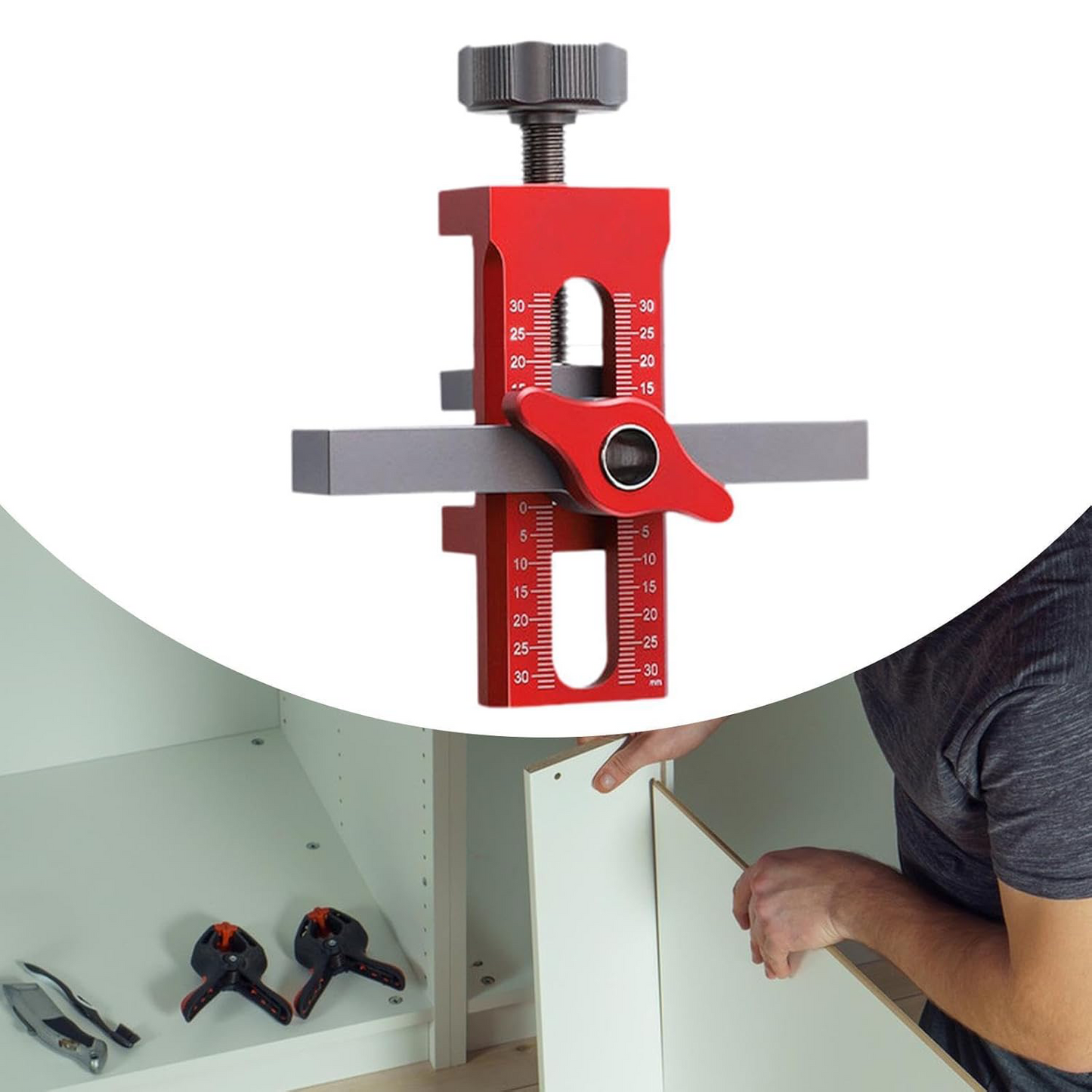 Cabinet Door Installation Jig – Adjustable Aluminum Alloy Drilling Locator