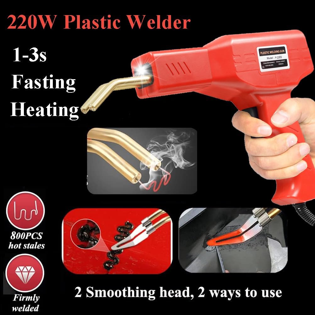 220W Plastic Welder Kit – 2-in-1 Plastic Welding & Repair Tool with 1000PCS Staples + 100PCS Welding Rods