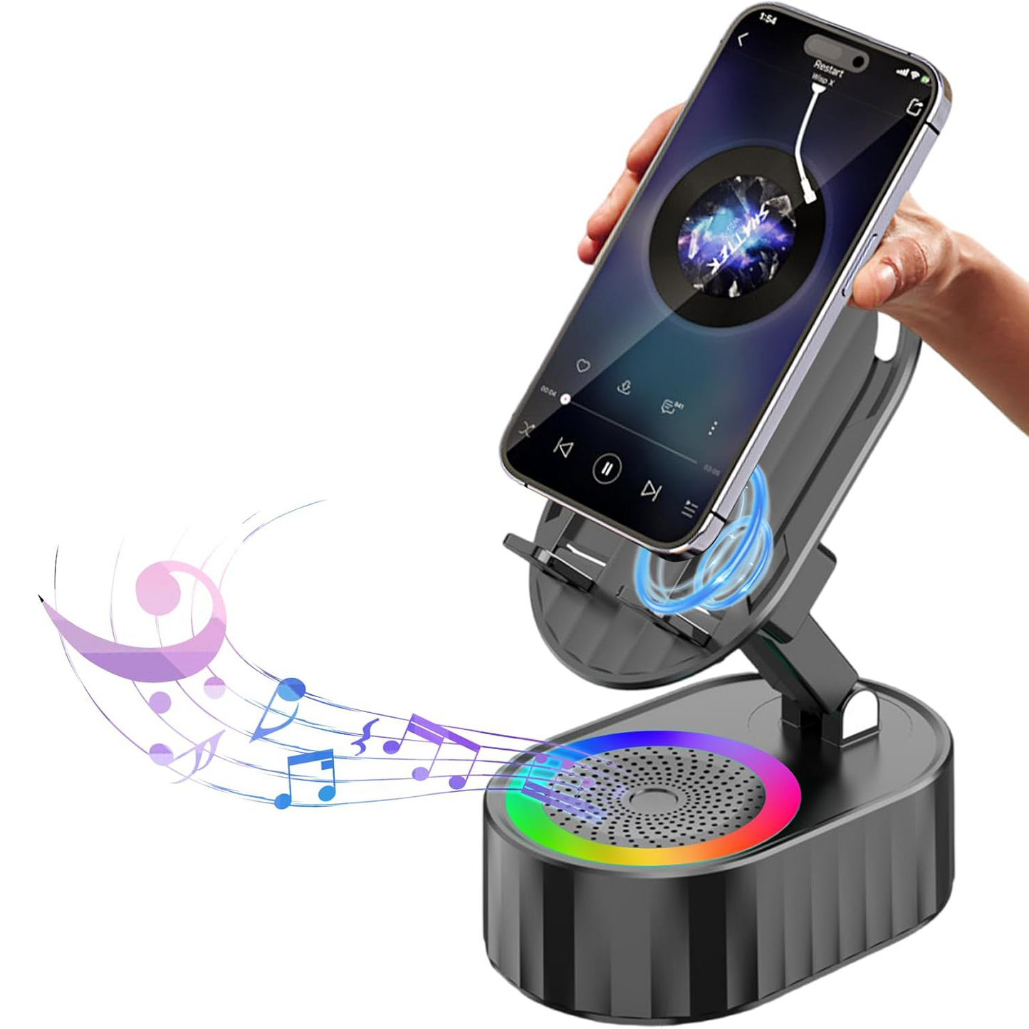 5-in-1 Wireless Bluetooth Speaker with Phone Holder & Power Bank