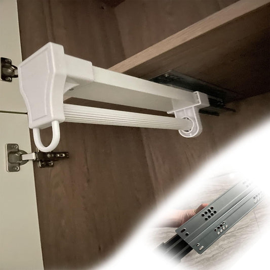 Pull-Out Closet Hanger Rod – Adjustable White Wardrobe Rail