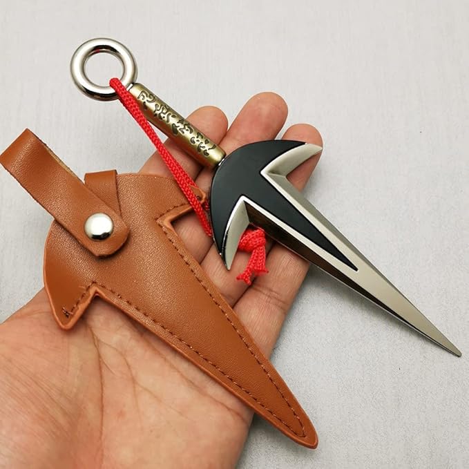 Anime Kakashi Kunai Keychain – 18cm Metal Weapon Replica with Movable Figurine