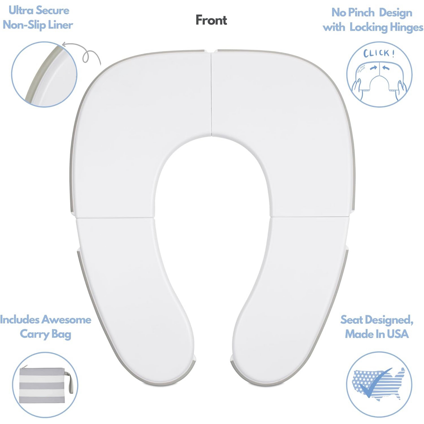 Travel Potty Seat – Ultra-Compact, Non-Slip, Easy-Clean, Foldable with Carry Bag