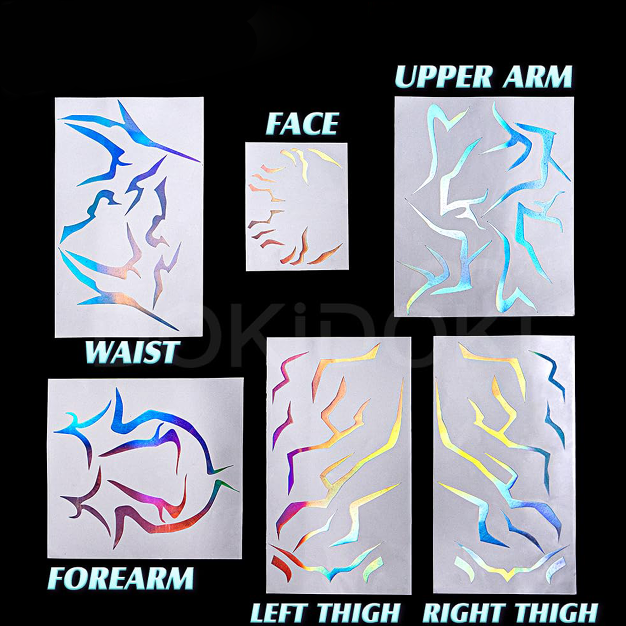 Anime Laser Temporary Tattoos – Holographic Cosplay Stickers