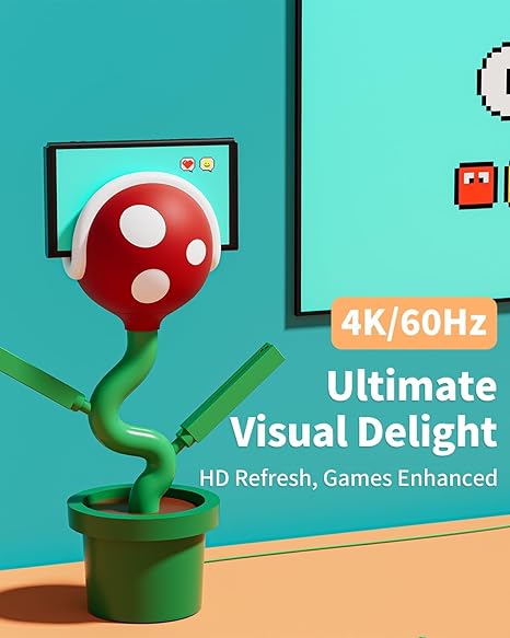 3-in-1 Cute Plant Pot TV Dock for Switch/Joypad | Supports 4K HDMI Output, USB-C PD Fast Charging & Multi-Device Charging