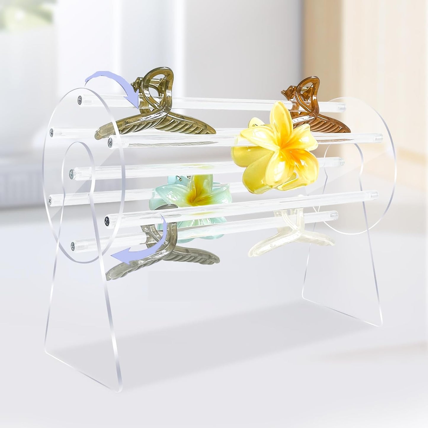 Acrylic Hair Clip Organizer | 360° Rotating Claw Clip Display Stand