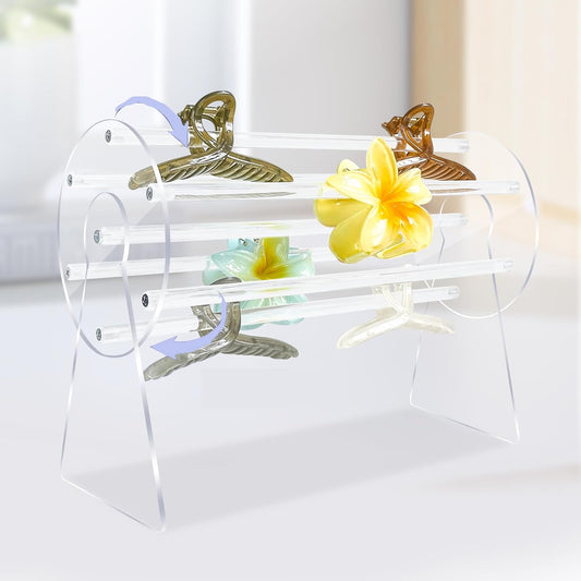 Acrylic Hair Clip Organizer | 360° Rotating Claw Clip Display Stand
