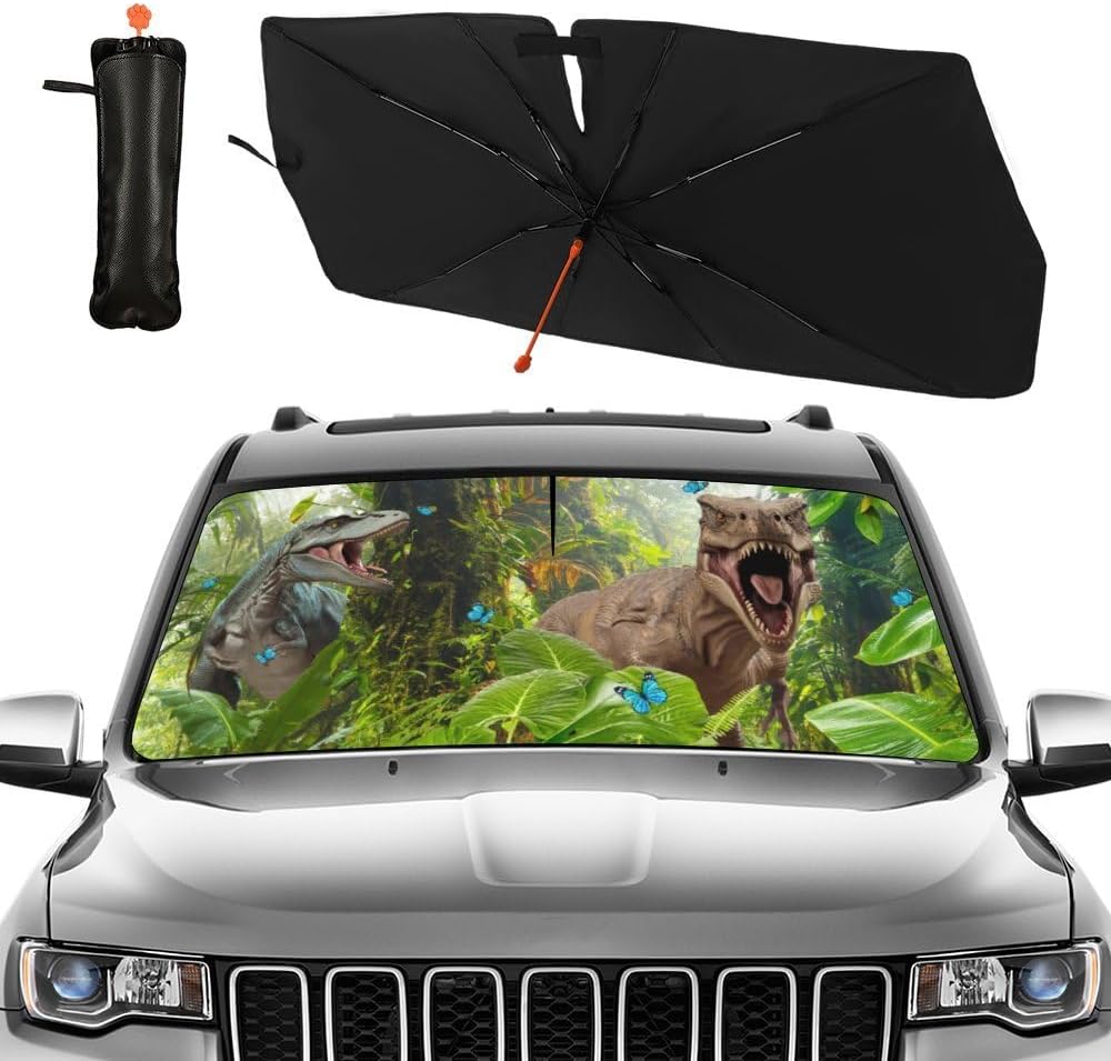 Funny Rooster Car Windshield Umbrella – UV Protection Sunshade for Front Window, Foldable Sun Visor Protector