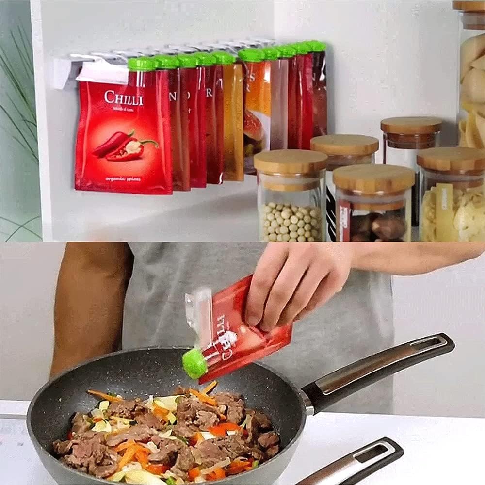 Wall-Mounted Spice Bag Organizer – Space-Saving Kitchen Storage Rack