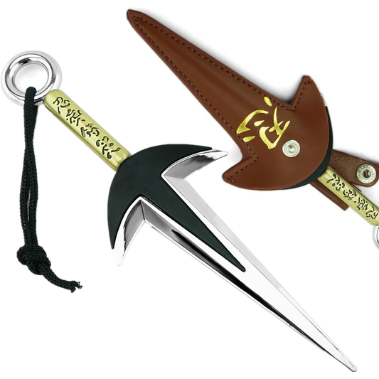 Anime Kakashi Kunai Keychain – 18cm Metal Weapon Replica with Movable Figurine