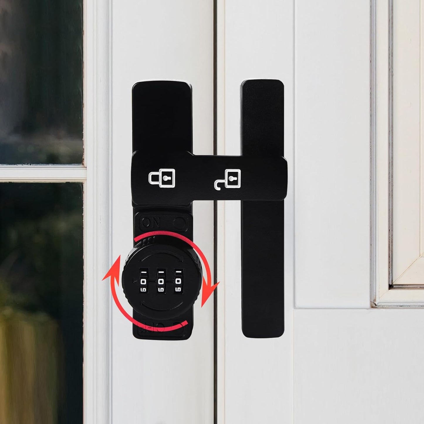 180° Heavy Duty Barn Door Lock – 3-Digit Mechanical Password Latch with Luminous Flip Lock