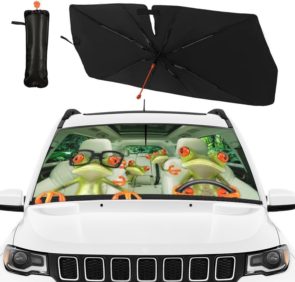 Funny Rooster Car Windshield Umbrella – UV Protection Sunshade for Front Window, Foldable Sun Visor Protector