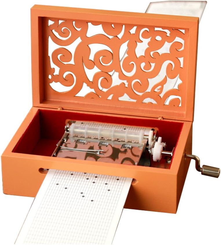 Vintage Walnut Hand-Crank Music Box – 15-Note Mechanical Music Maker with DIY Punch Strips