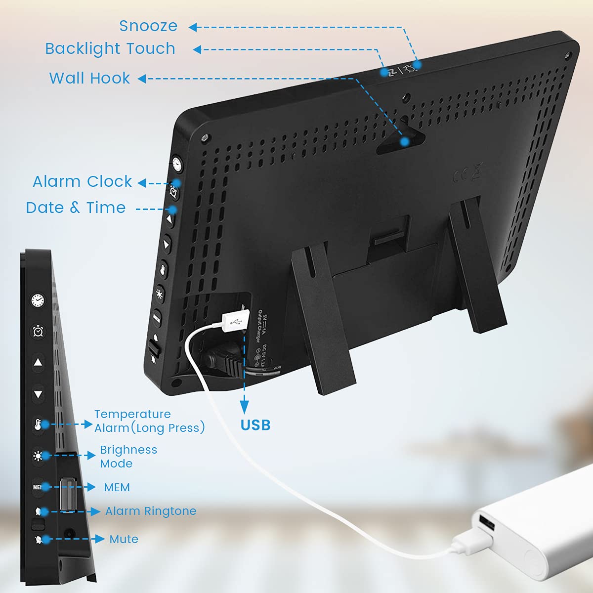 Wireless Weather Station – Indoor Outdoor Thermometer with Color Display & Atomic Clock