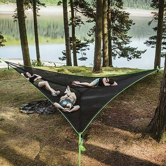 Giant Aerial Camping Hammock – Multi-Person Portable 3-Point Hammock, Treehouse-Style Tent