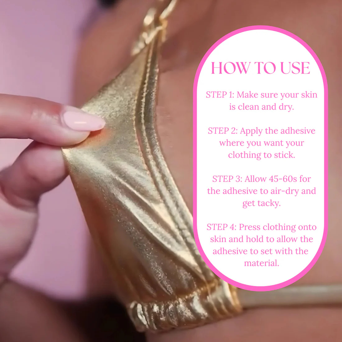 Skin-Safe Body Adhesive – Hypoallergenic, Sweat-Proof, Washable, Peach Scented