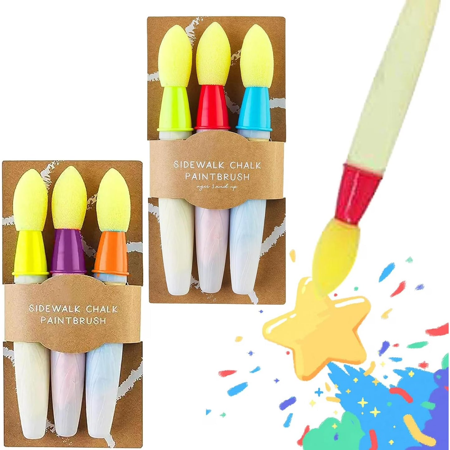 Sidewalk Chalk Paint Brush Set – Washable Outdoor Liquid Chalk for Kids