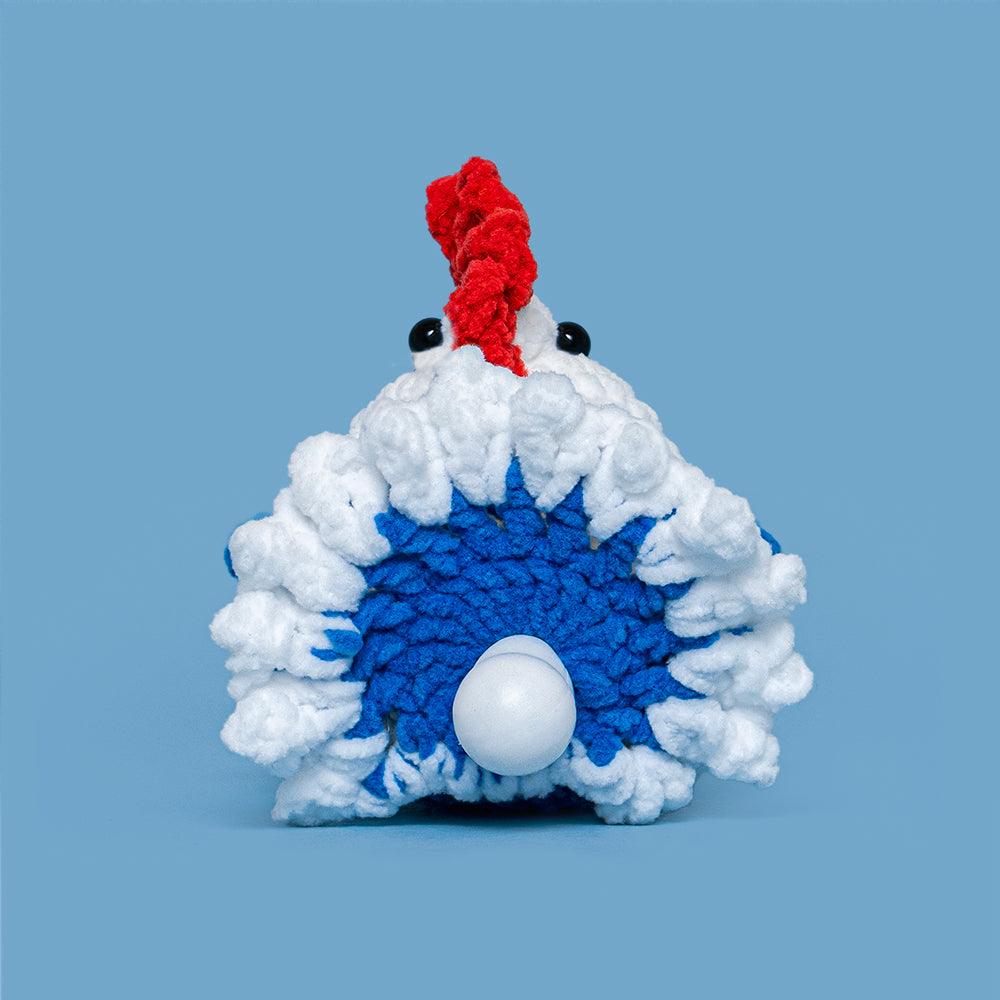 Egg-Laying Hen Crochet Kit (Blue) – Fun, Interactive DIY with Keychain