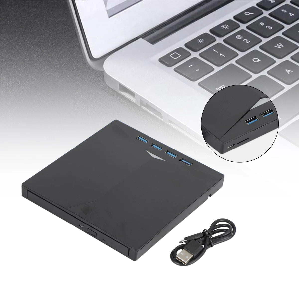 External DVD Drive – 7-in-1 Portable USB 3.0 CD/DVD Player & Burner with Type-C Hub