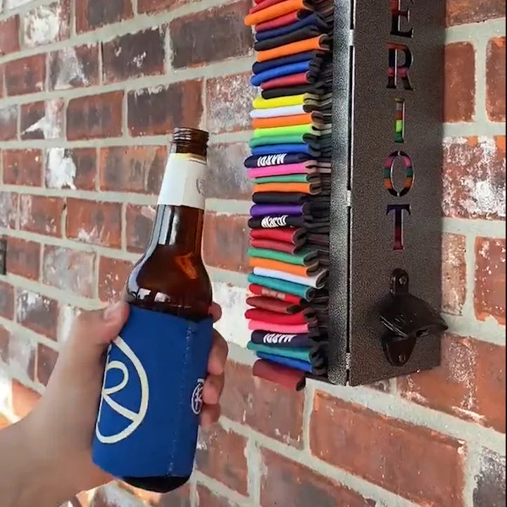 Personalized Can Cooler Holder with Bottle Opener– Metal Storage Rack