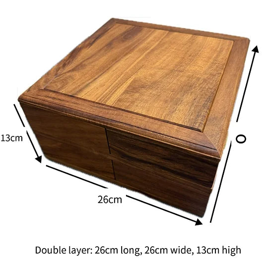 Rotating Wooden Snack Tray – Double-Layer 8-Compartment Storage Box for Candy, Nuts