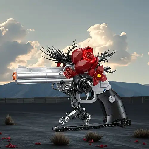 Creative Rose Revolver MOC – 631 PCS Floral Gun Building Set